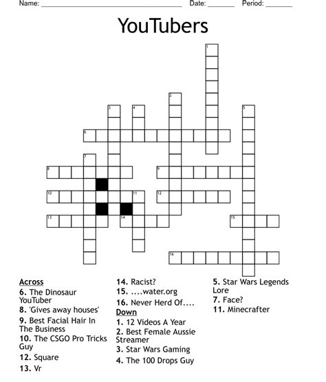 The crossword clue Forever (YouTuber) with 6 letters was last seen on the November 29, 2023. . Blank forever youtuber crossword clue